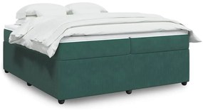 vidaXL Cama com molas/colchão 200x200 cm veludo verde-escuro