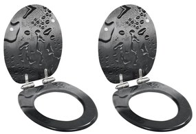 vidaXL Assentos sanita 2 pcs c/ tampas fecho suave MDF design gotas