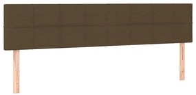 Cama box spring c/ colchão/LED 160x200cm tecido castanho-escuro