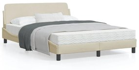 vidaXL Estrutura de cama sem colchão 120x200 cm tecido cor creme