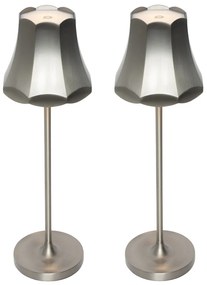 LED Conjunto de 2 Candeeiros de Mesa Retro Gunmetal Recarregáveis IP44 - Granny Retro