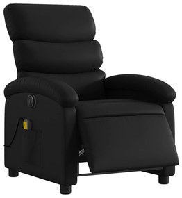 Poltrona massagens reclinável elétrica couro artificial preto