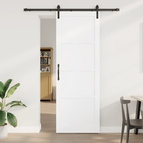 Porta Deslizante vidaXL com Conjunto de Ferragens Branca 83x232 cm Madeira Maciça de Pinho