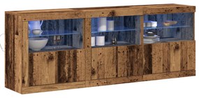 Aparador com Luzes LED Madeira Envelhecida 181.5x37x67 cm Madeira de E