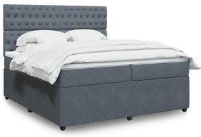 Cama com molas/colchão 200x200 cm veludo cinzento-escuro
