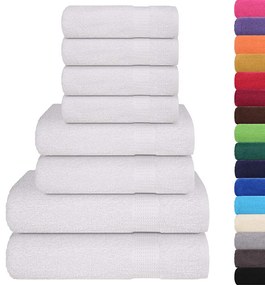 8pcs Conjunto toalhas banho 360 gsm 100% algodão branco