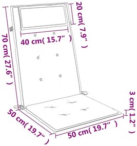 Almofadões p/ cadeira encosto alto 4 pcs tecido oxford cinzento
