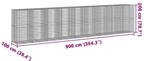 Cesto gabião com cobertura 900x100x200 cm ferro galvanizado