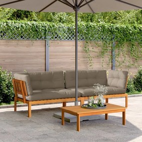 vidaXL Sofás canto paletes p/ jardim 2 pcs c/ almofadões acácia maciça
