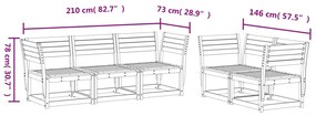 5 pcs conjunto de sofás para jardim madeira de pinho impregnada