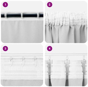 Cortinas com cortinas 2 pcs Cinza Claro 245 x 140 cm Poliéster
