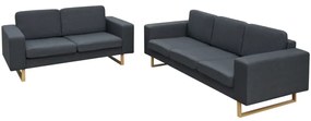 vidaXL Conjunto sofá de 3 lugares e 2 lugares cinzento escuro