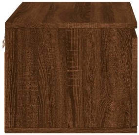 Mesa de cabeceira de parede com luzes LED carvalho castanho