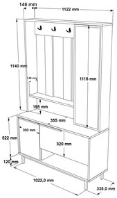 Hall Stand ON11 – Walnut – 102,2x178,2x35,5 cm