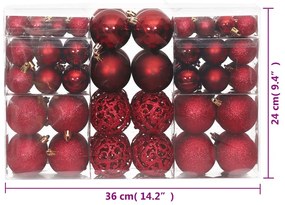 Enfeites de Natal 100 pcs 3 / 4 / 6 cm vermelho-tinto