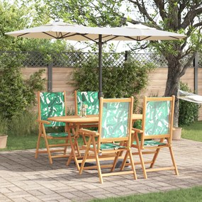 vidaXL Conjunto de Jantar de Jardim 5 Peças Padrão de Folhas Madeira Maciça de Acácia