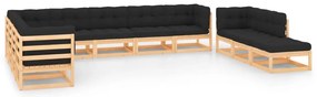 11 pcs conj. lounge jardim c/ almofadões antracite pinho maciço