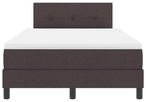 Cama Box Spring com Colchão &amp; LED Marrom Escuro 120x190 cm Tecido