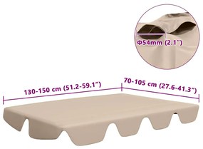 Toldo suplente p/ baloiço de jardim 150/130x105/70 cm bege