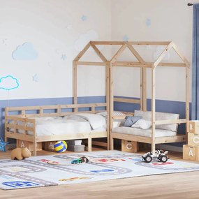 Conj. de sofá-cama e banco c/ telhado 90x190 cm pinho maciço