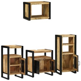 Conjunto de Móveis para Banheiro 4 pcs Madeira de manga maciça