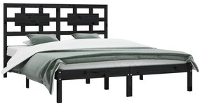 Estrutura de cama 200x200 cm pinho maciço preto