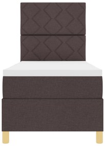 Cama Box Spring com Colchão Castanho Escuro 80x200 cm Tecido