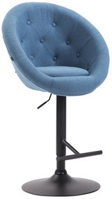 Banco de bar London em tecido e com estrutura preta 65 x 107-128 x 57 cm Azul