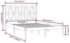 Estrutura de cama king 150x200 cm pinho maciço branco