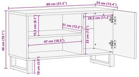 Móvel de TV 80x34x46 cm madeira de mangueira áspera maciça