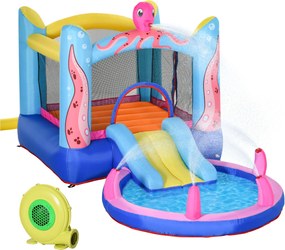 Outsunny Castelo Insuflável com Piscina e Escorrega 360x175x180cm para Crianças acima de 3 Anos | Aosom Portugal