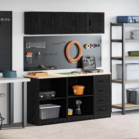 vidaXL Armários de garagem 6 pcs derivados de madeira preto