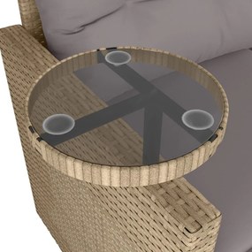 3 pcs conjunto de sofás p/ jardim com almofadões vime PE bege