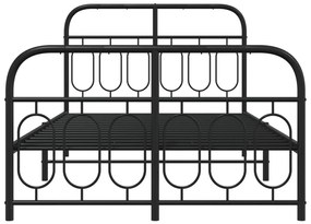 Estrutura de cama com cabeceira e pés 120x200 cm metal preto