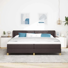 Cama Box Spring vidaXL com Colchão Castanho Escuro 200x200 cm Tecido