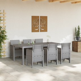 Conjunto de Jantar de Jardim de 7 Peças Cinza Claro de Polyrattan
