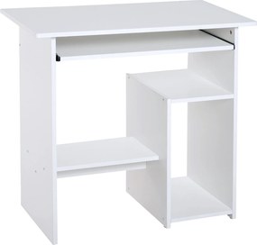 HOMCOM Secretária para Computador com Arrumação Gaveta para Teclado e Suporte para Cpu 80x45x75 cm Branco | Aosom Portugal