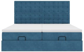 Estrutura cama otomana colchões 180x200 cm veludo azul escuro