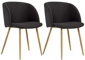 vidaXL Cadeiras de jantar 2 pcs tecido preto