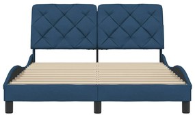 Estrutura de cama sem colchão 140x190 cm tecido azul