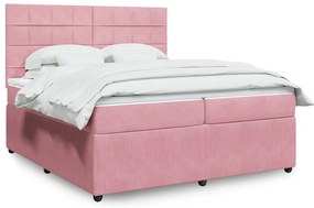 Cama com molas/colchão 200x200 cm veludo rosa
