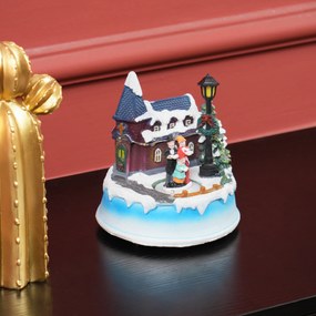 Aldeia de Natal com Luzes LED Cena de Natal com Coro Giratório Música para Decoração de Natal 13x13x15 cm Multicor