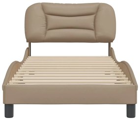 Estrutura cama c/ cabeceira couro artif. 90x190 cm cappuccino