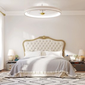 Ventoinha de teto de 48 cm de 7 pás 6 velocidades Temporizador e controlo remoto para sala, quarto, escritório Branco