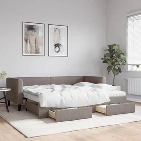 vidaXL Sofá-cama c/ gavetão/gavetas 80x200 cm tecido cinza-acastanhado