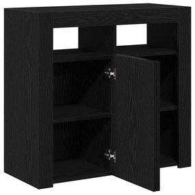 Buffet vidaXL com Luzes LED em Carvalho Preto 80x35x75 cm em Madeira R