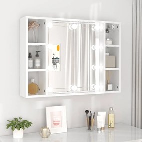 vidaXL Armário espelhado com LED 76x15x55 cm branco brilhante