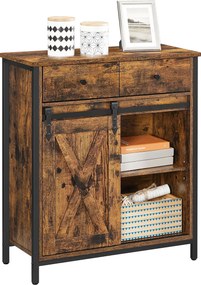 Aparador com gaveta estilo industrial 70 x 30 x 80 cm Castanho Vintage-preto