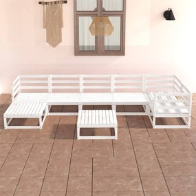 vidaXL 8 pcs conjunto lounge de jardim pinho sólido branco