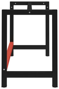 Estrutura banco de trabalho 120x57x79 cm metal preto e vermelho